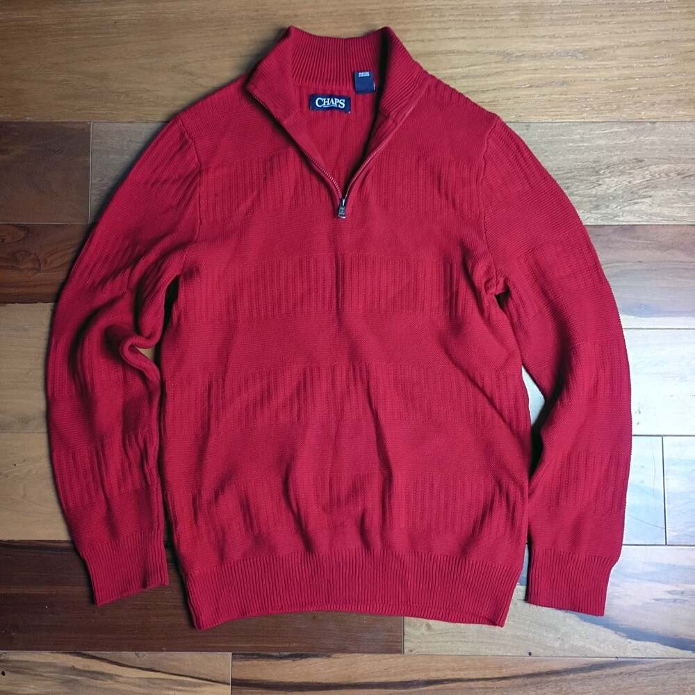 Chaps Red 1/4 Zip Pullover Sweater Size M